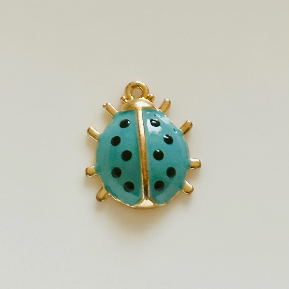 Gold-Tone Turquoise Ladybug Charm Pendant Necklace